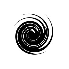 Abstract spiral in the form of a black circle on white background.