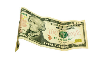 money in envelope isolated on white background