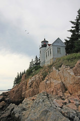 Fototapeta na wymiar Bass Harbor Head Lighthouse on the rocky coast of Bass Harbor, Maine.