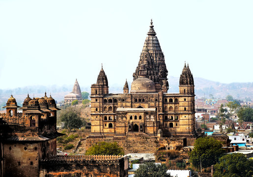 Chaturbhuj Temple in Orcha, India. Built in 875 AD during the reign of Gurjara Pratihara dynasty, this famous temple is dedicated to Lord Vishnu. HDR photo.