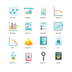 Simple Set of 16 Vector Icon. Contains such Icons as Tablet, Analytics, undefined, File, Browser. Editable Stroke pixel perfect