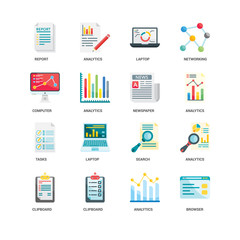 Simple Set of 16 Vector Icon. Contains such Icons as Browser, Analytics, Report, undefined, Laptop, Analytics. Editable Stroke pixel perfect