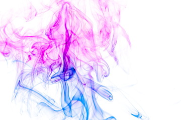 Colored smoke on white background