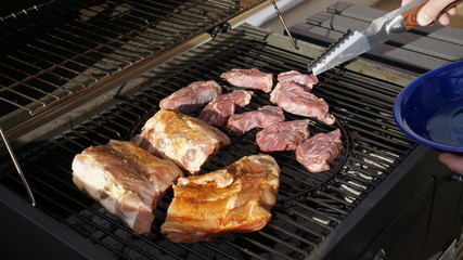 grilled pork ribs and marbled beef