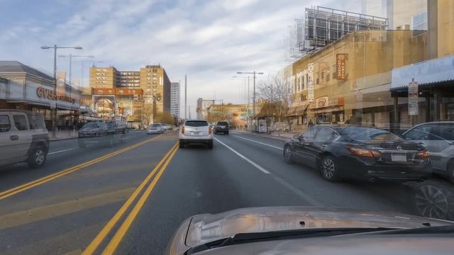 Drivelapse of car moving during the day on Broad Street in Philadelphia city timelapse hyperlapse 