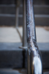 closeup of a metal handrail