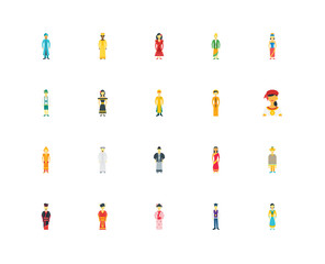 Fototapeta na wymiar Simple Set of 20 Vector Icon. Contains such Icons as Korean, Portuguese, Indonesian, Chinese, African, Indian, German. Editable Stroke pixel perfect
