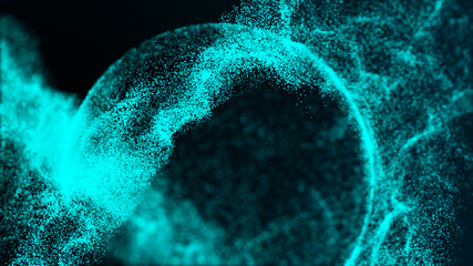 Futuristic Fractal with Light Concept. Abstract technology communication. Big data. 3D rendering.