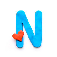 Plasticine letter N of the English alphabet