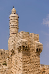 Tower of David and Old City walls in Jerusalem, Israel