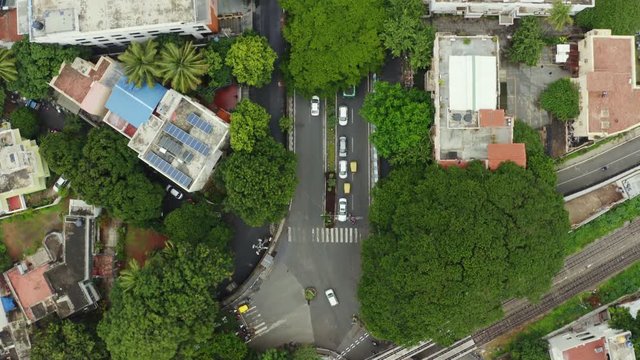 day time bangalore city traffic street topdown aerial panorama 4k india