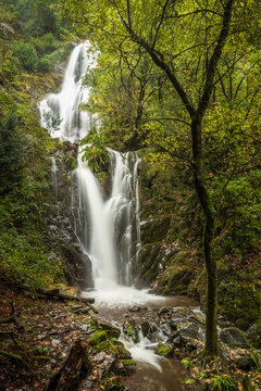 Candal waterfall in the middle of Serra da Lous&atilde;, on an autumn day. Lous&atilde;, Coimbra district, Portugal.