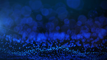 Blue particles abstract blurred glowing background computer generated graphics