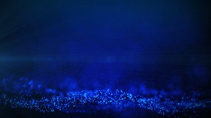 Blue particles abstract blurred glowing background computer generated graphics