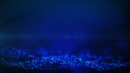 Blue particles abstract blurred glowing background computer generated graphics