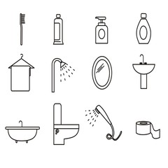 set icon of equipment in the bathroom