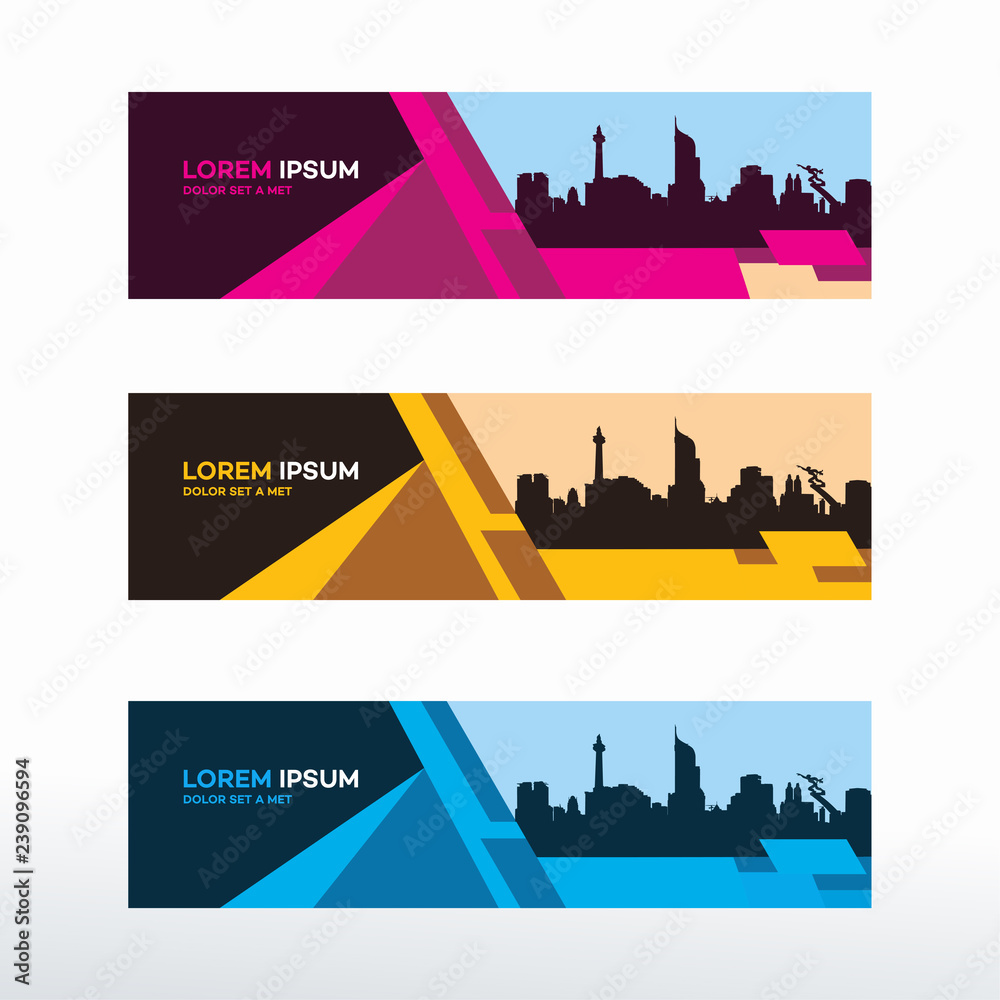 Canvas Prints horizontal web banner with city skyline background vector