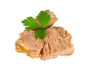 canned tuna fish isoalted on  white