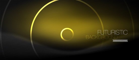 Dark abstract background with glowing neon circles