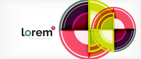 Modern geometric circles abstract background, colorful round shapes with shadow effects