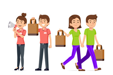 Obraz premium Campaign is reduce the use of plastic bags in shop to use the fabric bag for environment. Shop and people have awareness of world energy reduction.