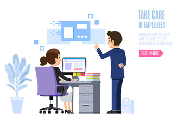 Fototapeta premium The Recommend of professionals to develop your work. Level up digital skill. Employees must develop their own skills regularly. Take care employees.