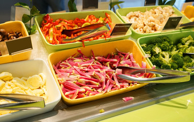 fresh vegetable salad buffet in the restaurant
