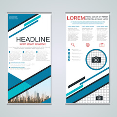 Modern roll-up business banners vector design template