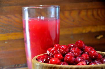 Kissel from frozen cherries in a glass.