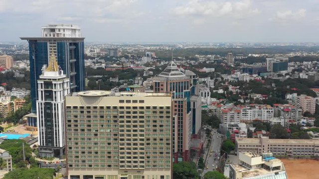 day time bangalore city center famous downtown aerial panorama 4k india