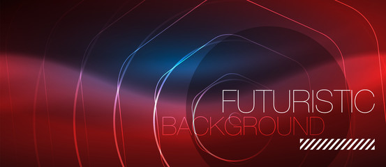 Neon glowing lines, magic energy space blue light concept, abstract background wallpaper design