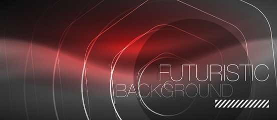 Black and glowing color lines neon design, magin techno template background
