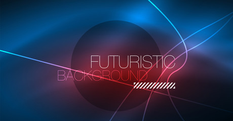 Neon glowing magic background, neon banner, night sky wallpaper. Magic light effect. Christmas abstract pattern.