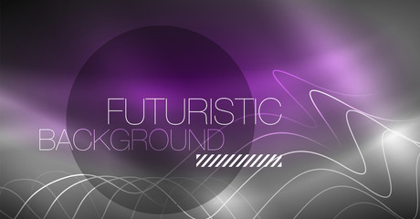 Neon lines wave background. Abstract composition