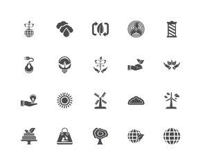 Set Of 20 icons such as World, Ecology, Tree, Recycling bags, Ca