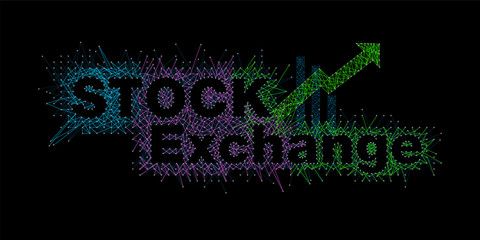 Fonts that reflect the volatility of the Stock Market graph and arrow on Black background. Businesses are up and down with the design of thick and thin lines. Vector EPS file.