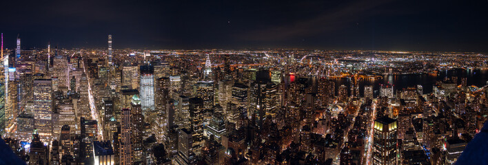 Aerial View of Manhattan and Long Island At Night
