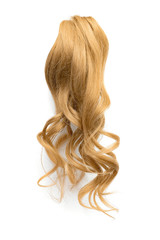 Fototapeta premium Natural curly brown hair isolated on white background