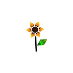 yellow sunflower triangle logo design vector illustration