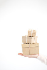 brown cardboard boxes on white background