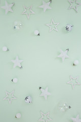 christmas ornaments in green background