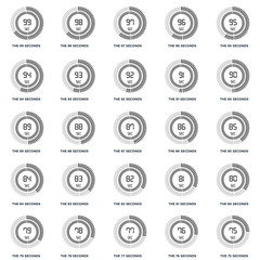 Set Of 25 icons such as The 75 seconds, 85 90 98 79 93 81 89 seconds icon
