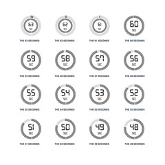 Set Of 16 icons such as The 48 seconds, 49 50 51 52 63 59 55 57