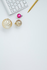gold and pink christmas ornaments