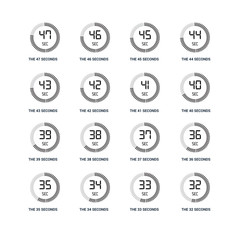 Set Of 16 icons such as The 32 seconds, 33 34 35 36 47 43 39 41