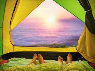 Sleep in the tent See the sunrise at Khao Kho, Phetchabun, Thailand, Viewpoint.