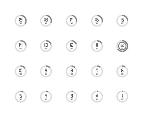 Set Of 20 icons such as The 30 second, 100 seconds, 15 16 5 7 14