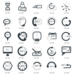Simple Set of 25 Vector Icon. Contains such Icons as 24/7 time, time. Editable Stroke pixel perfect