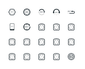 Simple Set of 20 Vector Icon. Contains such Icons as The 60 minutes, 22:00, 10 pm, 24/7 time, 16:00, 4pm, 18:00, 6pm, time. Editable Stroke pixel perfect