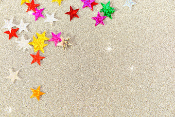 Beautiful silver holiday background. Shiny with stars abstract for weddings, birthdays, Christmas